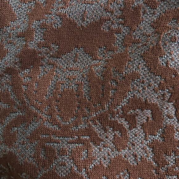 Chico’s rust orange red ruffle open front lacey boho cardigan sweater large - Picture 3 of 5